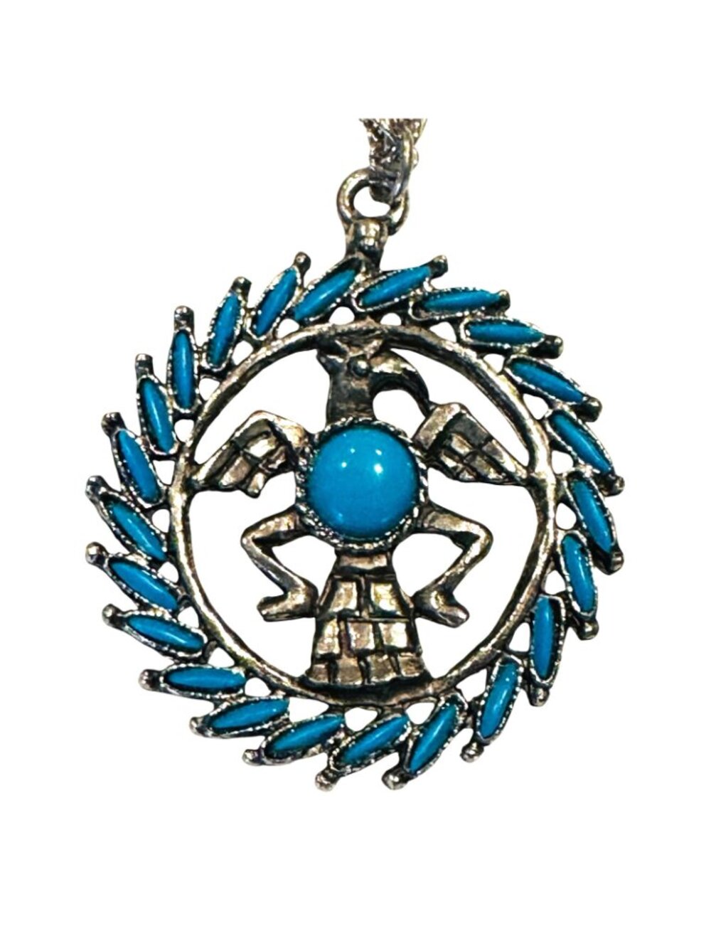 Southwestern Jewelry Lot 4 Necklaces Turquoise Tone Cross Thunderbird Reseller - Picture 5 of 6